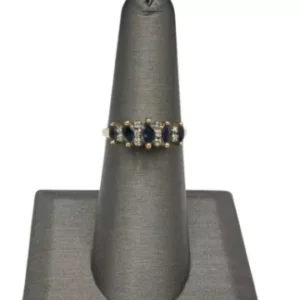 10K Yellow Gold Blue Sapphire & Diamond Ring
